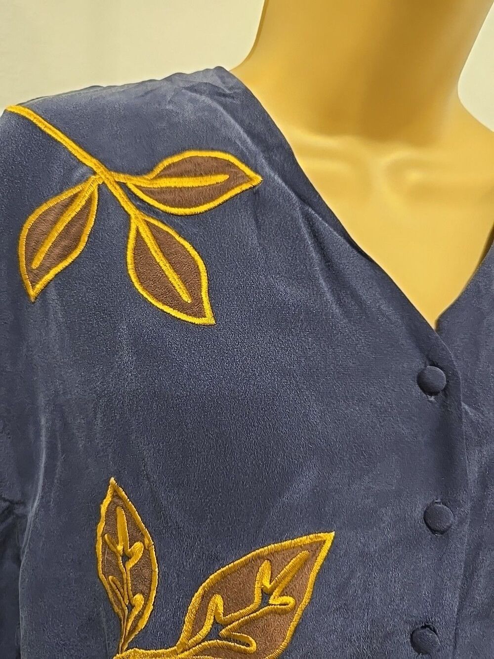 Vintage Diane Von Furstenberg Silk Embroidered Floral Tunic Med Indie Boho Artsy